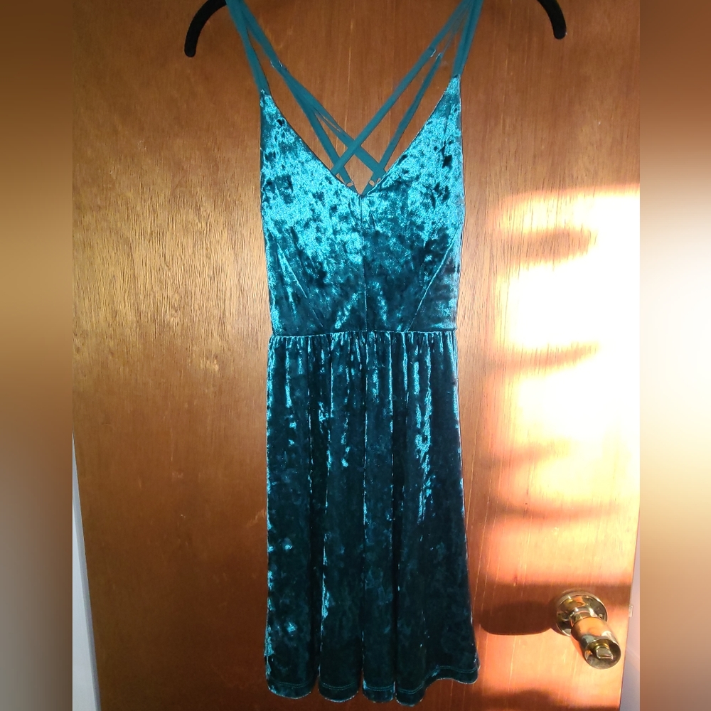 Strappy Dark Teal Velour Dress